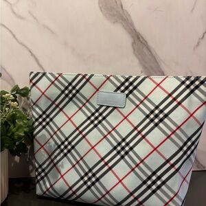 Burberry Plaid Cosmetic Bag - Black, Red, White